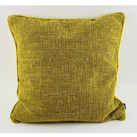 Rodeo Home Throw Pillow Yellow Gold Mustard Chenille Texture Down Feather Filled - Picture 1 of 13